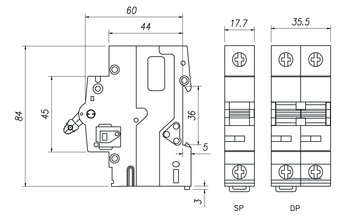 DC Miniature Circuit Breakers (DC MCB) blueprint